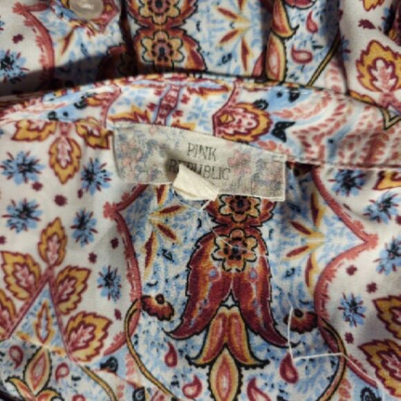 Pink Republic Paisley Print 3/4 Sleeve Blouse Size Large - Picture 5 of 6